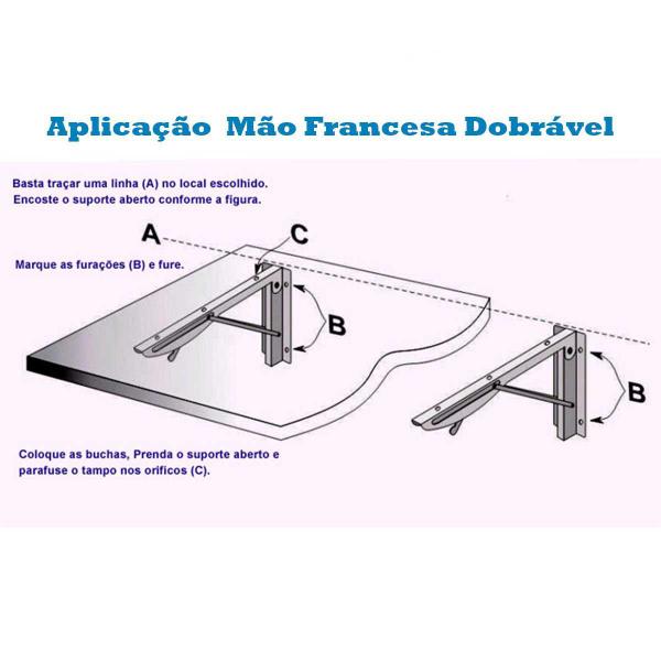 Imagem de Mão Francesa Dobrável Desicon Par 30cm Branco  Tampo De Mesa