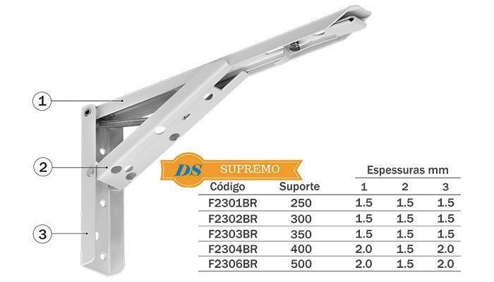 Imagem de Mão Francesa Dobrável Para Mesa Suporte Articulado 30cm