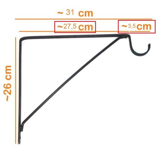 Imagem de Mão Francesa para Varão 25cm Preta BFH2407 Bestfer