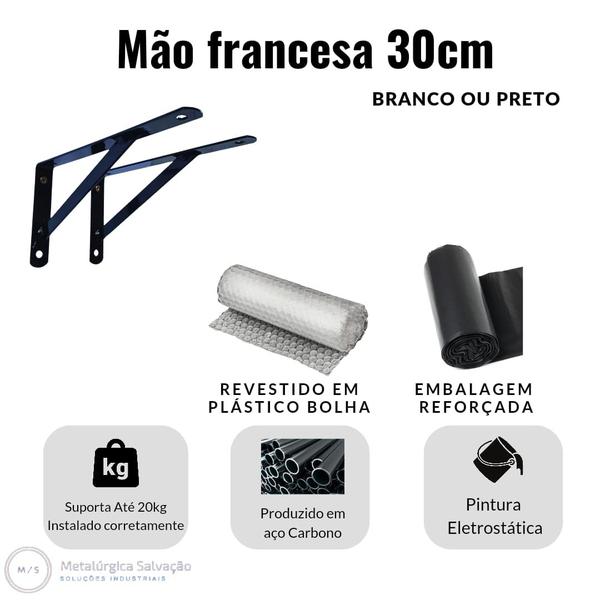 Imagem de Mão Francesa Suporte Cantoneira para Prateleira Reforçada 20cm Kit de Instalação (Branca ou Preta) Escolha a Quantidade