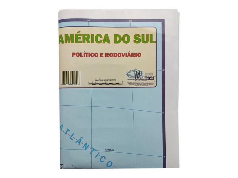 Imagem de Mapa da América do Sul Político e Rodoviário Rodovia Principal Rota de Navegação Divisa de País 120x90CM