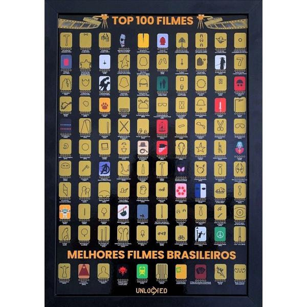 Imagem de Mapa de Raspar Top 100 Filmes Unlocked  Poster Raspadinha Cinema  Com Moldura