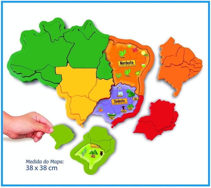 Imagem de Mapa Do Brasil Capitais E Regiões Puzzle Educativo - Elka