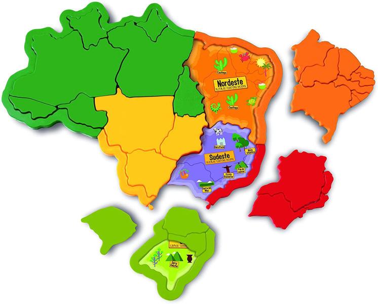 Imagem de Mapa Do Brasil Capitais E Regiões Puzzle Educativo - Elka