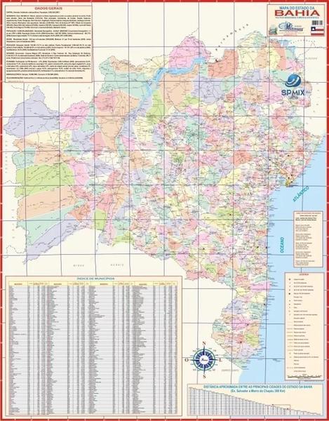 Imagem de Mapa Estado Da Bahia Atualizado 120 x 90 cm - Enrolado - ENVIADO EM TUBO