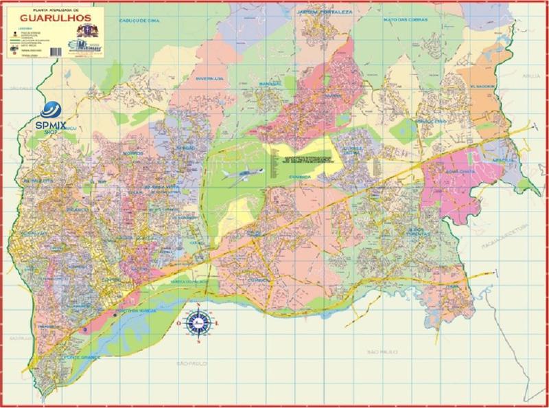 Imagem de Mapa Gigante Município Cidade De Guarulhos 120 x 90 cm atualizado - Enrolado em Tubo Postal