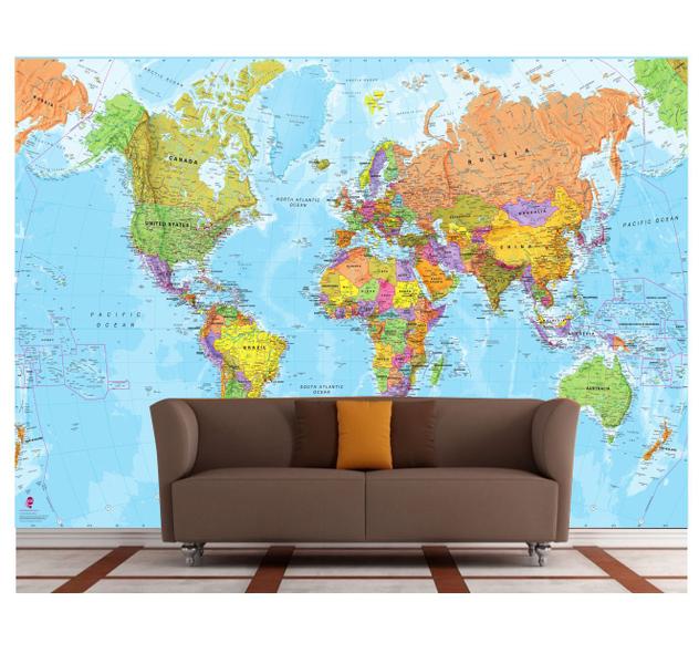 Imagem de Mapa Mundi Adesivo Gg Papel De Parede 5m² Gigante Gg40