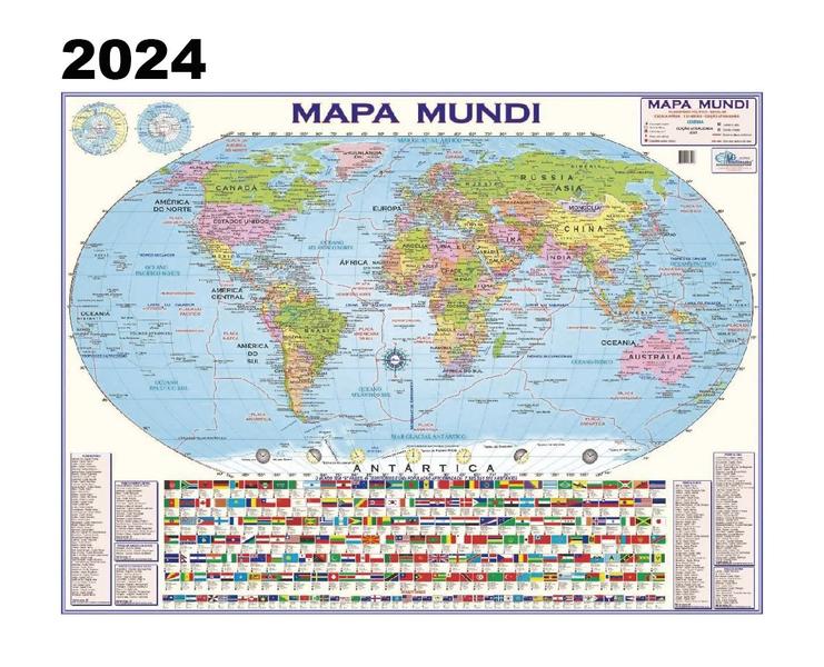 Imagem de Mapa Mundi Politico Atualizado Mundo Planisferio - 120 X 90cm