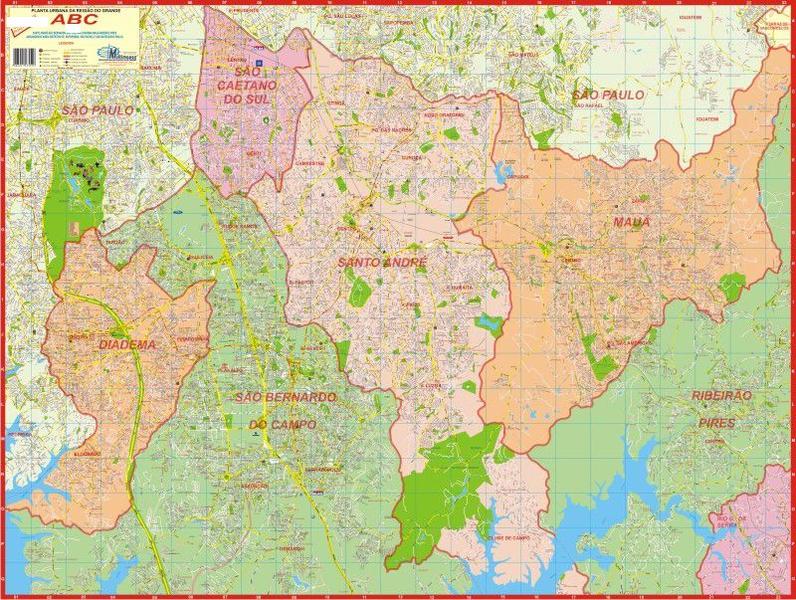 Imagem de Mapa São Paulo Região Abc Abcd Ruas Rota Poster Geográfico