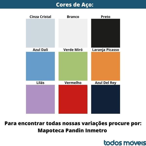 Imagem de Mapoteca 10 Gavetas Pandin 120 cm (Larg) Inmetro Tampo MDP Cinza Estrutura e Gavetas em Aço Branco