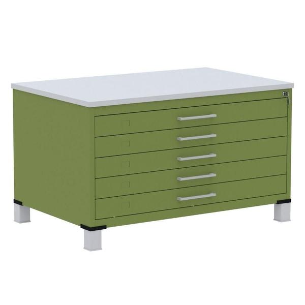 Mapoteca 5 Gavetas Pandin 120 cm (Larg) Inmetro Tampo MDP Cinza Estrutura e Gavetas em Aço Verde Imagem de Mapoteca 5 Gavetas Pandin 120 cm (Larg) Inmetro Tampo MDP Cinza Estrutura e Gavetas em Aço Verde