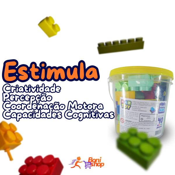 Imagem de Maptoy kit balde com  blocos de monta desmonta 40 peças maptoy