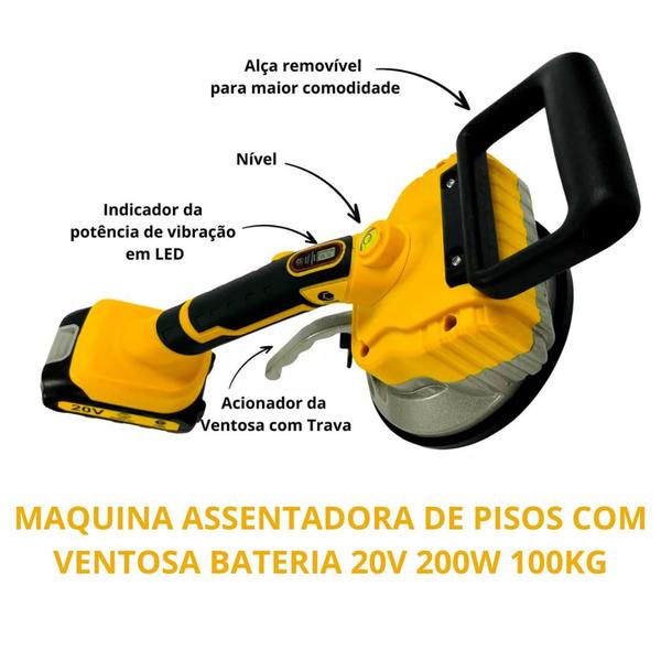 Imagem de Máquina Assentadora De Pisos C/ Ventosa 2 Baterias 20v 100kg