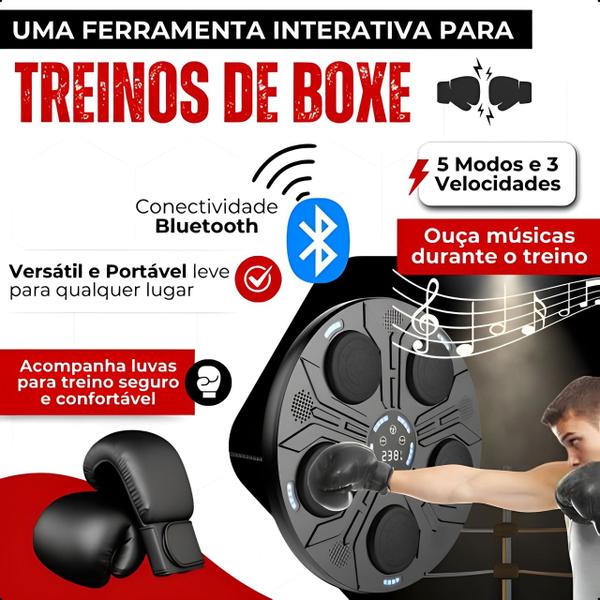 Imagem de Máquina Boxe Pancada Bluetooth elétrico + Par Luvas