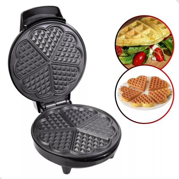 Máquina De 5 Waffle Formato Coração Preto 220v Grande Elétrica - SWEET HOME Imagem de Máquina De 5 Waffle Formato Coração Preto 220v Grande Elétrica