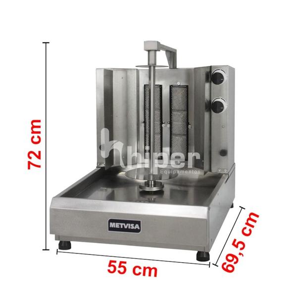 Máquina De Assar Churrasco Grego Á Gás Metvisa 2 Queimadores Espeto Rotativo Gabinete Inox - Acge2 Imagem de Máquina De Assar Churrasco Grego Á Gás Metvisa 2 Queimadores Espeto Rotativo Gabinete Inox - Acge2