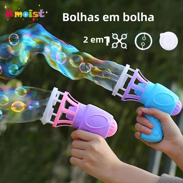 Imagem de Máquina de Bolhas de Sabão 2 em 1 para Crianças - Brinquedo Automático para Festas