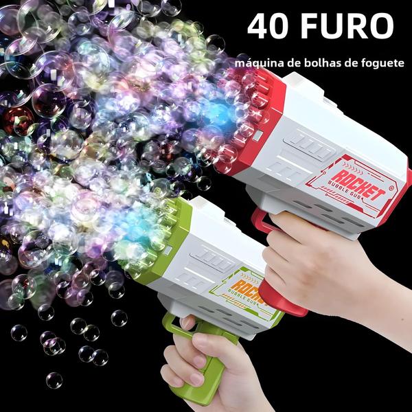 Imagem de Máquina de Bolhas Portátil com 40 Buracos - Brinquedo Elétrico para Crianças