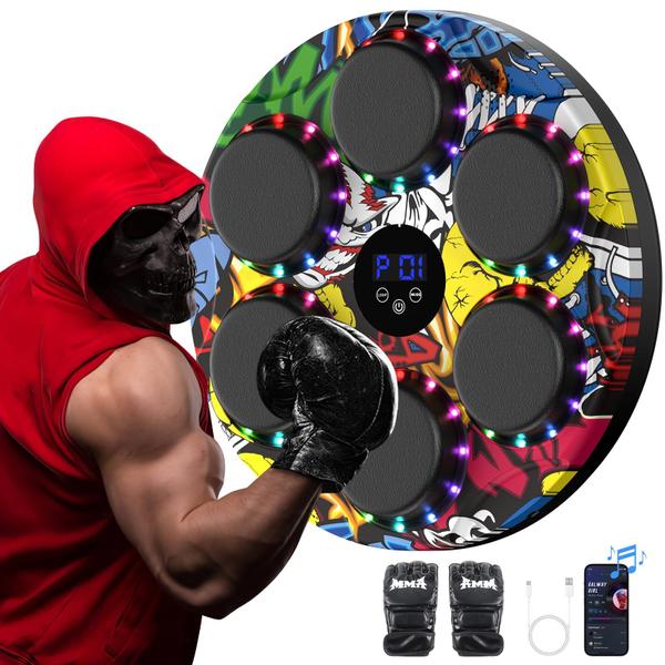 Imagem de Máquina de boxe Markton Music com Bluetooth e luvas, suporte de parede