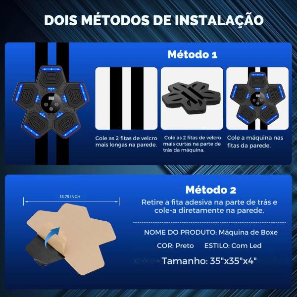 Máquina De Boxe Soco Música Led Treino Inteligente Academia - Kapbom Imagem de Máquina De Boxe Soco Música Led Treino Inteligente Academia