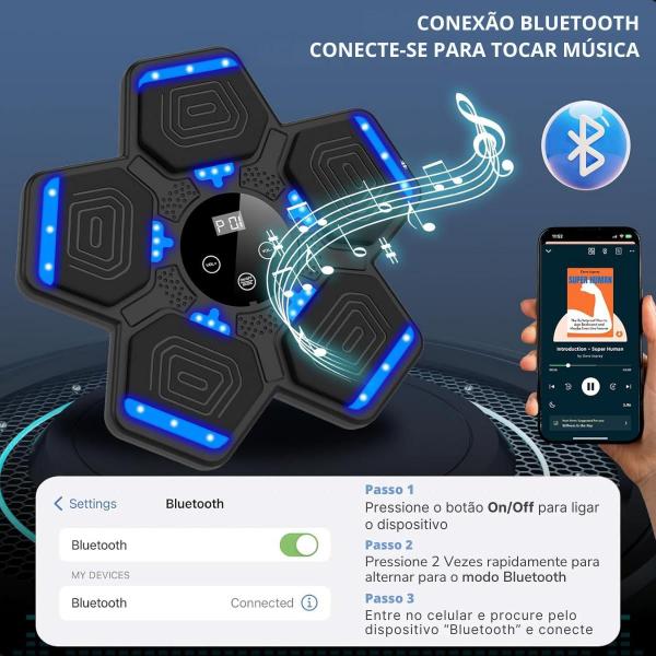 Máquina De Boxe Soco Música Led Treino Inteligente Academia - Kapbom Imagem de Máquina De Boxe Soco Música Led Treino Inteligente Academia