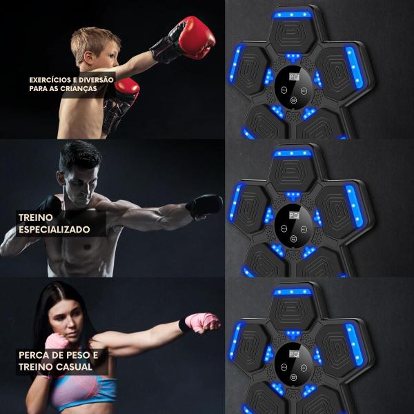 Máquina De Boxe Soco Música Led Treino Inteligente Academia - Kapbom Imagem de Máquina De Boxe Soco Música Led Treino Inteligente Academia
