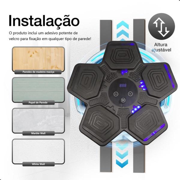 Máquina De Boxe Soco Música Led Treino Inteligente Academia - Kapbom Imagem de Máquina De Boxe Soco Música Led Treino Inteligente Academia
