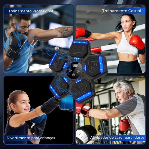 Máquina De Boxe Soco Música Led Treino Inteligente Academia - Kapbom Imagem de Máquina De Boxe Soco Música Led Treino Inteligente Academia