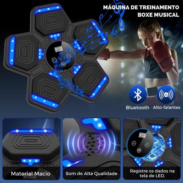 Máquina De Boxe Soco Música Led Treino Inteligente Academia - Kapbom Imagem de Máquina De Boxe Soco Música Led Treino Inteligente Academia