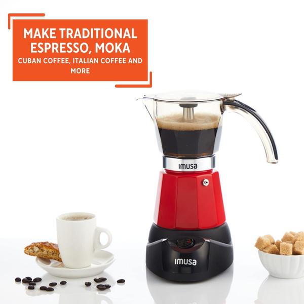 Imagem de Máquina de café expresso elétrica Imusa Red 180mL ou 90mL 6 ou 3 xícaras