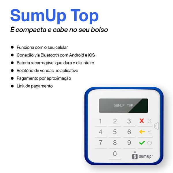 Imagem de Máquina de cartão Sumup Top Recarregável - Via Bluetooth e com NFC