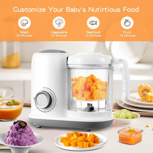 Imagem de Máquina de comida para bebês AMZBABYCHEF 4 em 1, processador a vapor, branco