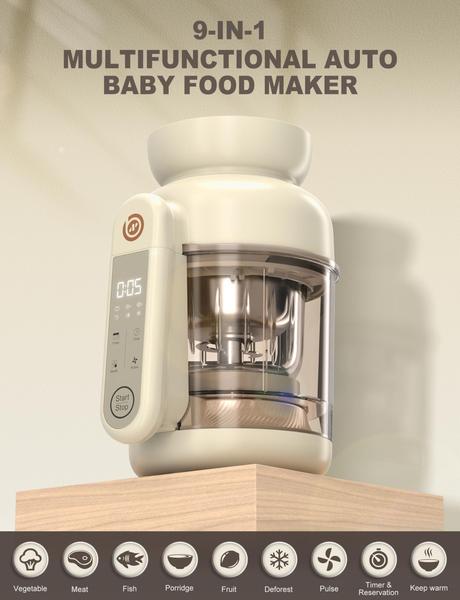 Imagem de Máquina de comida para bebês BABYNUTRI Auto Blender Steamer 800 ml de vidro