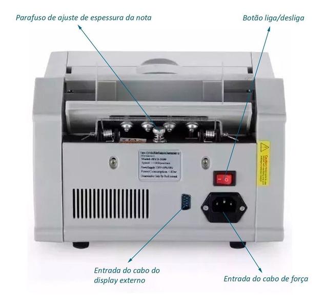 Imagem de Máquina De Contar Dinheiro Cédulas Detector Uv Nota Falsa Real Dólar Euro Bivolt