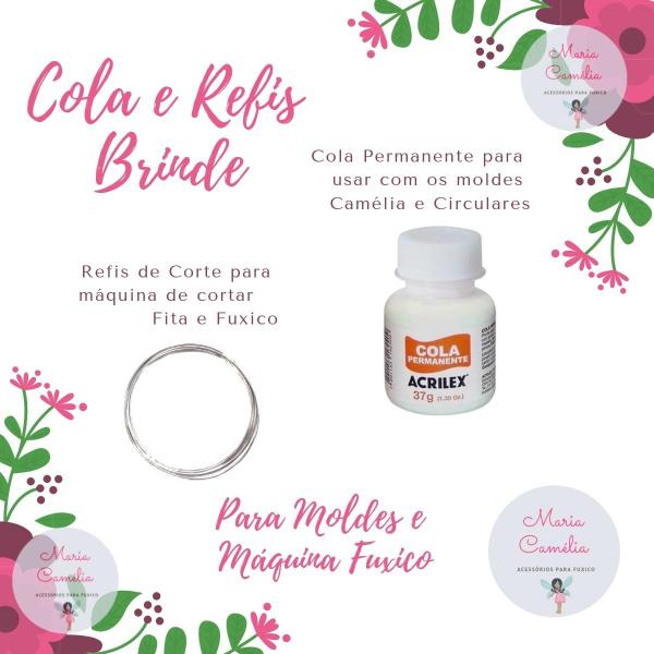 Imagem de Máquina de Cortar Fita e Fuxico Haste Alta 26 itens Kit Artesão Cor Rosa