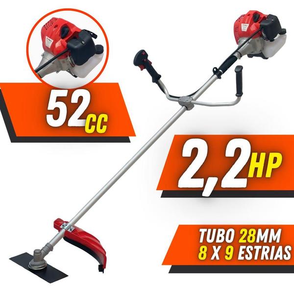 Imagem de Máquina de Cortar Grama À Gasolina Anmax CG520P-TB Motor 2T 52cc 2,2HP de Potência 10.000rpm Roçadeira Profissional Lateral Com Carretel de Nylon + Lâmina 2 Pontas + ÓLEO STIHL 2 TEMPOS