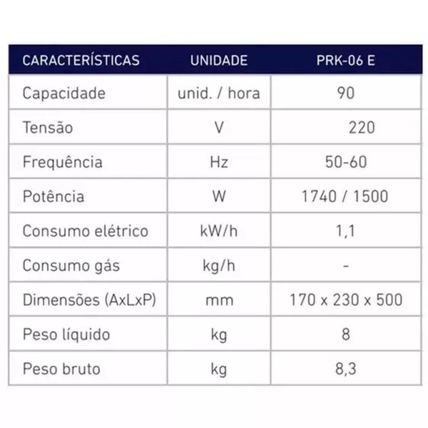 Imagem de Máquina de Crepe Suiço Palito Elétrica Progás PRK-06 Style 6 Cavidades 220V P29002