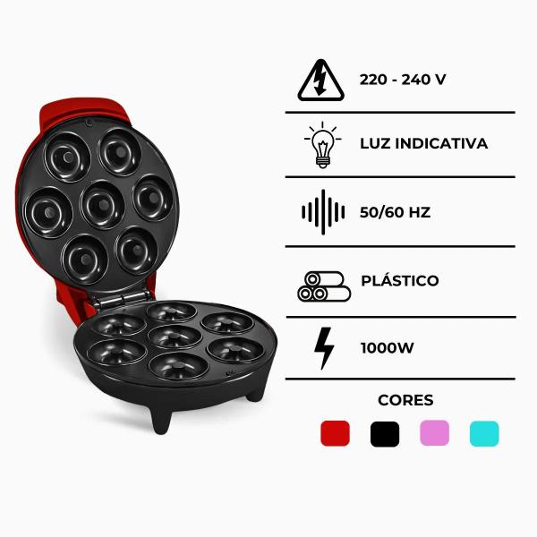 Imagem de Máquina De Donuts - Faz 7 Rosquinhas - 220v 1000w - Vermelho