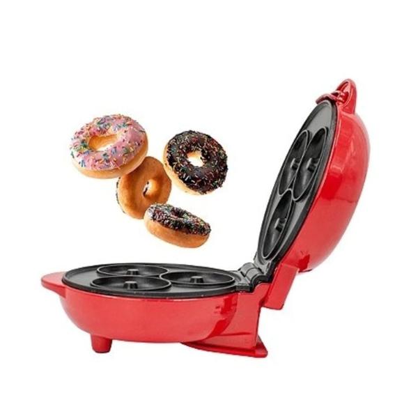 Imagem de Máquina De Donuts Mini Faz 3 Rosquinhas Confeitaria Waffle 110V Revestimento Antiaderente