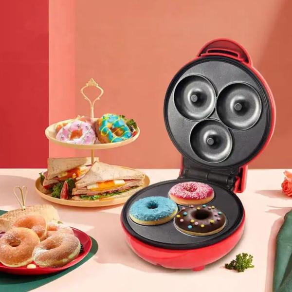 Imagem de Máquina De Donuts Mini Faz 3 Rosquinhas Confeitaria Waffle