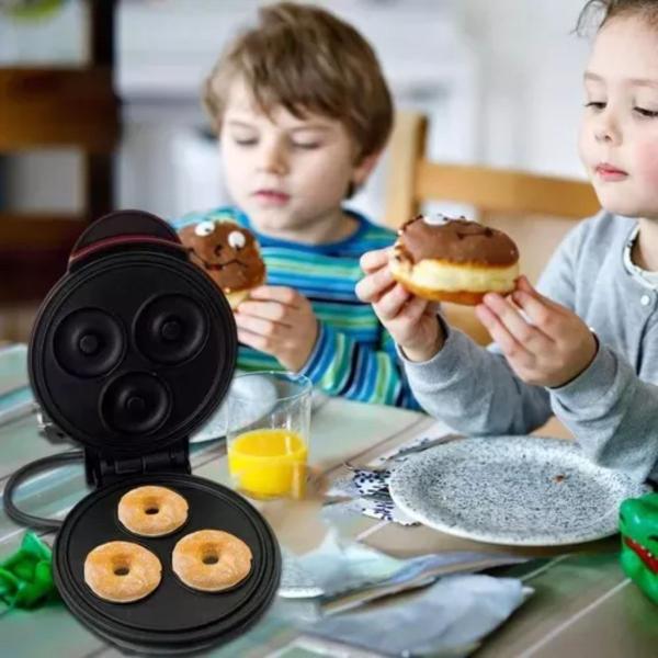 Imagem de Máquina De Donuts Mini Faz 3 Rosquinhas Confeitaria Waffle