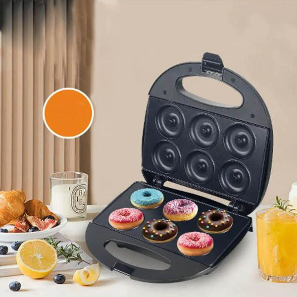 Imagem de Máquina de Fazer Donut Maker 6 Lugares Antiaderente Biscoitos Confeitaria Aquecimento Dupla Face Temperatura Inteligente