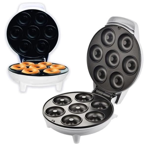 Maquina de Fazer Donuts Mini Rosquinhas Antiaderente Gourmet c/ 7 furos Confeitaria 110V e 220V - Hyllis Donut Maker Imagem de Maquina de Fazer Donuts Mini Rosquinhas Antiaderente Gourmet c/ 7 furos Confeitaria 110V e 220V