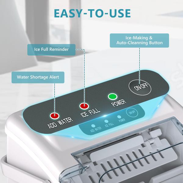 Imagem de Máquina de fazer gelo de bancada EUHOMY 26 libras/dia 9 cubos de gelo em 6 min