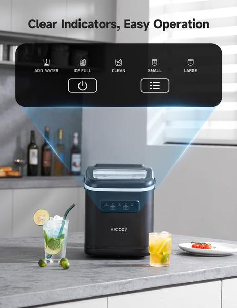 Imagem de Máquina de fazer gelo Hicozy HiCozy Countertop Ice Maker 12 kg/dia preta