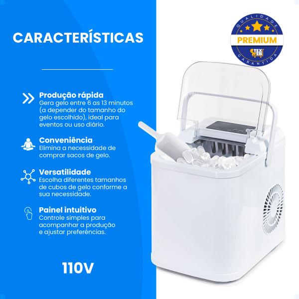 Imagem de Maquina De Fazer Gelo Ice Maker Automática 12kg Super Rápida