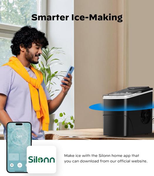 Imagem de Máquina de fazer gelo Silonn Smart Countertop Wi-Fi 26 lb/dia 2L