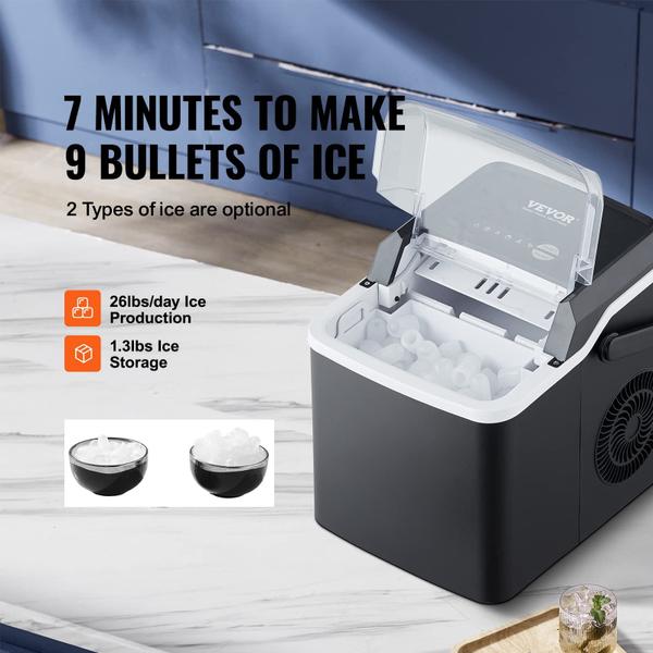 Imagem de Máquina de fazer gelo VEVOR Countertop 12kg/24h, autolimpante com colher