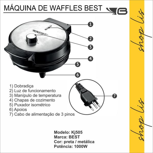 Imagem de Máquina De Fazer Waffle Grill Panqueca Elétrica Best 220v