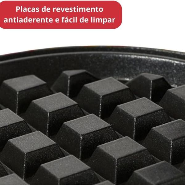 Imagem de Máquina De Fazer Waffle Grill Panqueca Elétrica Prática Cor Vermelho 110V